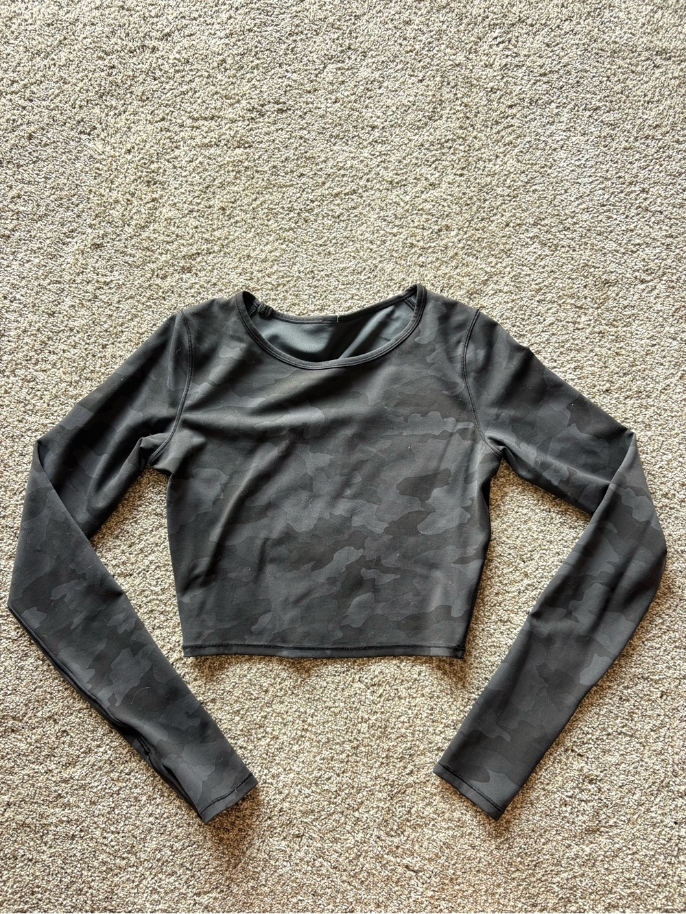 lululemon athletica Black Camo Long-Sleeve Crop Top